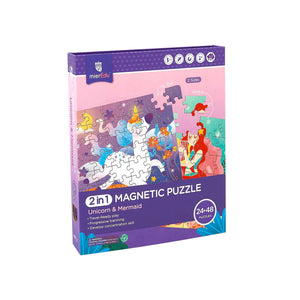 JUEGOS MESA - 2 en 1 Puzzle magnetico sirena & unicornio