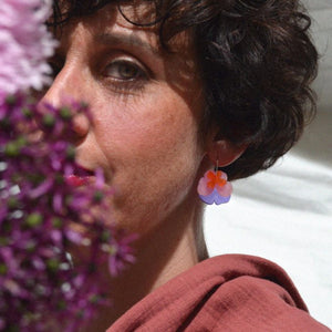 Pendientes - Pensamiento lila naranja