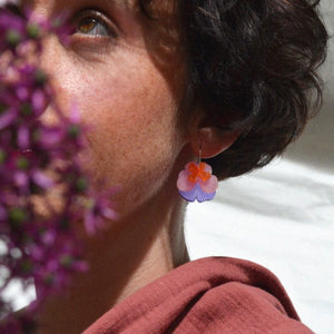 Pendientes - Pensamiento lila naranja