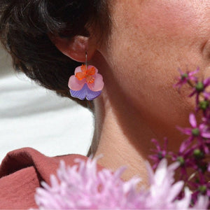 Pendientes - Pensamiento lila naranja