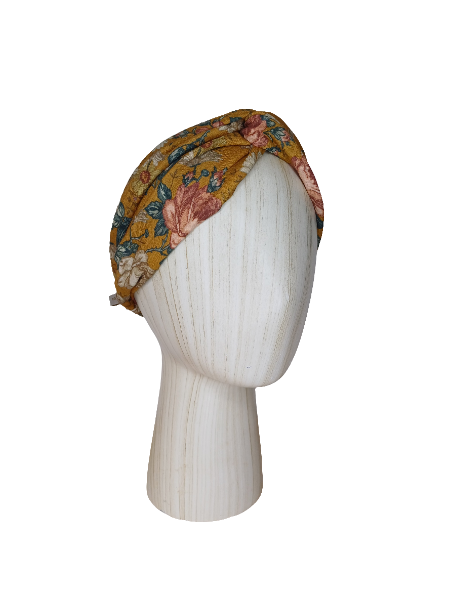 Turbante - Mostaza flores