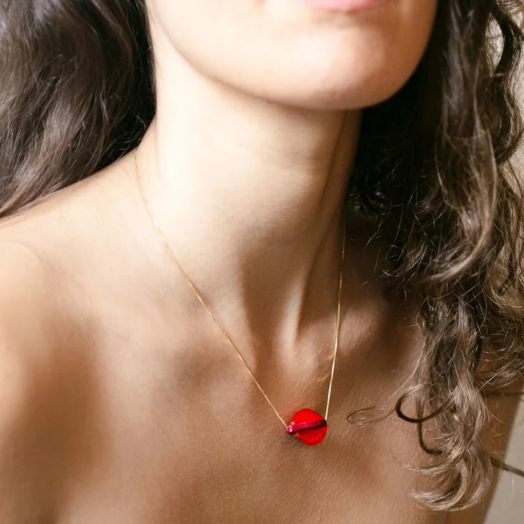 Mr Laspiur - Collar ABRAZO rojo y granate